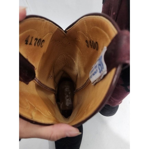 Anderson Bean 4170C Suede Cabernet Black Womens Western Boots Size 4 Made In USA - Picture 12 of 14